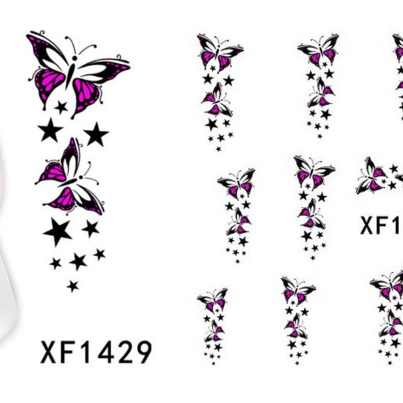 Butterfly Stars- NAil Art Decal - RED2 - Picture 2 of 3